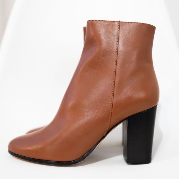 NEW Maje Flixy Cognac Block Heel Booties Brown Boots Size 39 NIB - Picture 2 of 10